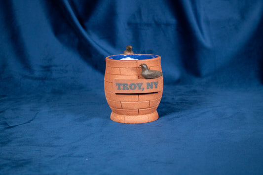 Small-batch ceramic mugs perfect for morning coffee or tea. Handmade in Troy, New York pottery studio. An homage to the crows and brick buildings of Troy NY. Give as a gift or keep for yourself, limited edition collectable mug, comes with certificate of authenticity.