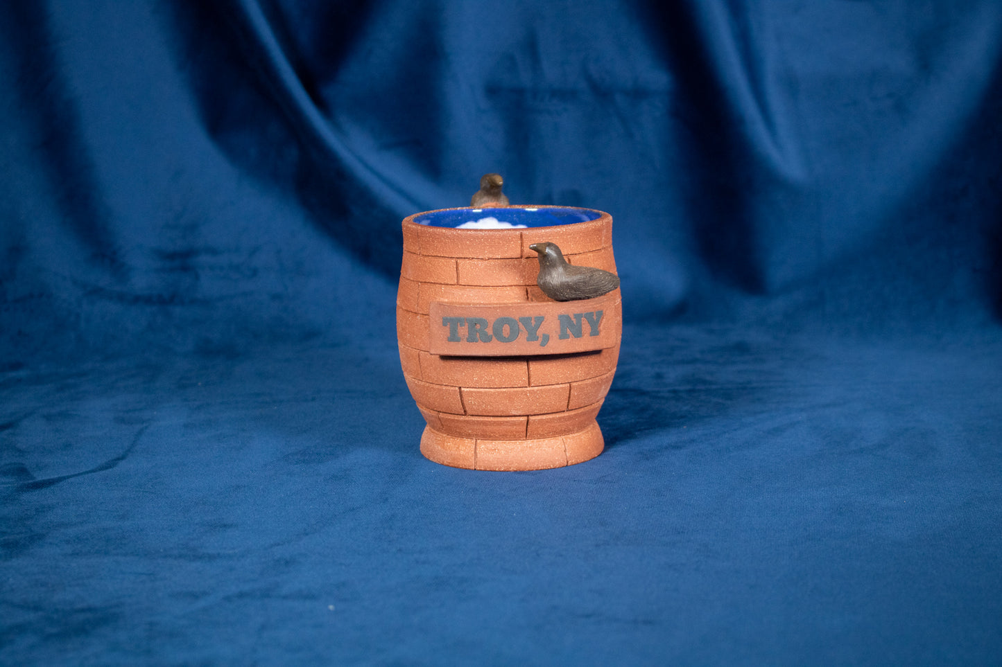 Small-batch ceramic mugs perfect for morning coffee or tea. Handmade in Troy, New York pottery studio. An homage to the crows and brick buildings of Troy NY. Give as a gift or keep for yourself, limited edition collectable mug, comes with certificate of authenticity. 